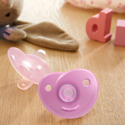 2-Pack Soothie Heart Pacifiers – Pink, For 3 to 18 Month Babies