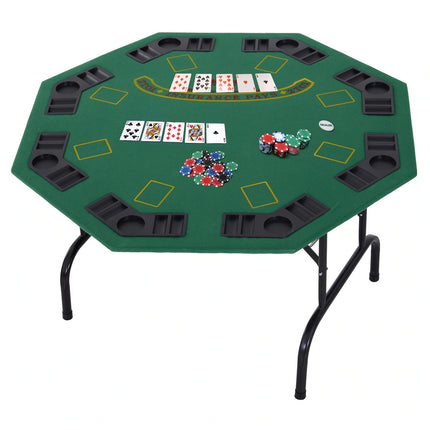 48" 8 Person Octagonal Foldable Poker Table with Built-In Cup Holders
