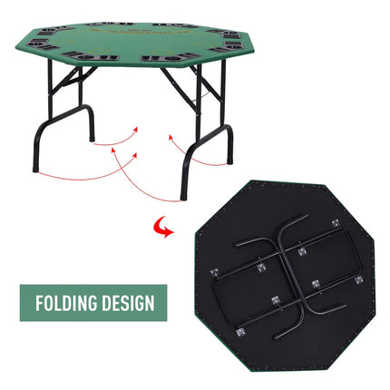 48" 8 Person Octagonal Foldable Poker Table with Built-In Cup Holders