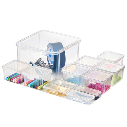 12-Piece Sewing & Craft Storage Organizer Set with Lids, 8.3" x 8.4" x 5.1"