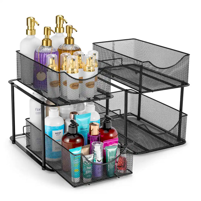 2 Tier Under Sink Organizer 2 Pack Bathroom Storage Rack 14x9.3x12.25 Inch