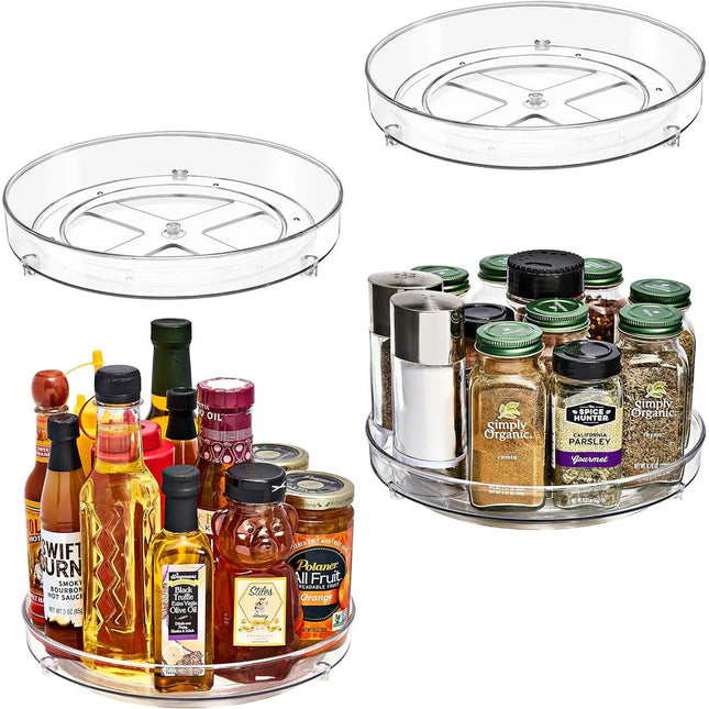 9" Lazy Susan 4-Pack – 360° Rotating Organizer for Kitchen, Bathroom, Table