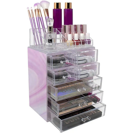 Acrylic Cosmetic and Jewelry Storage Case with 3 Large and 4 Small Drawers