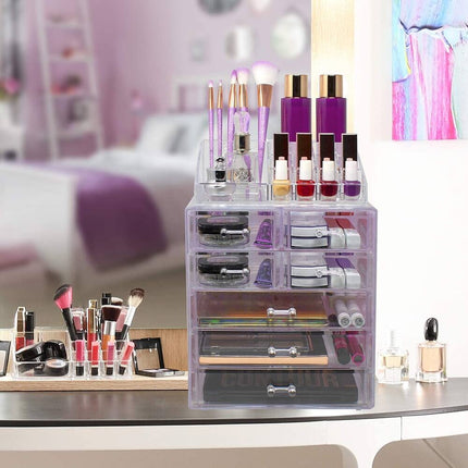 Acrylic Cosmetic and Jewelry Storage Case with 3 Large and 4 Small Drawers