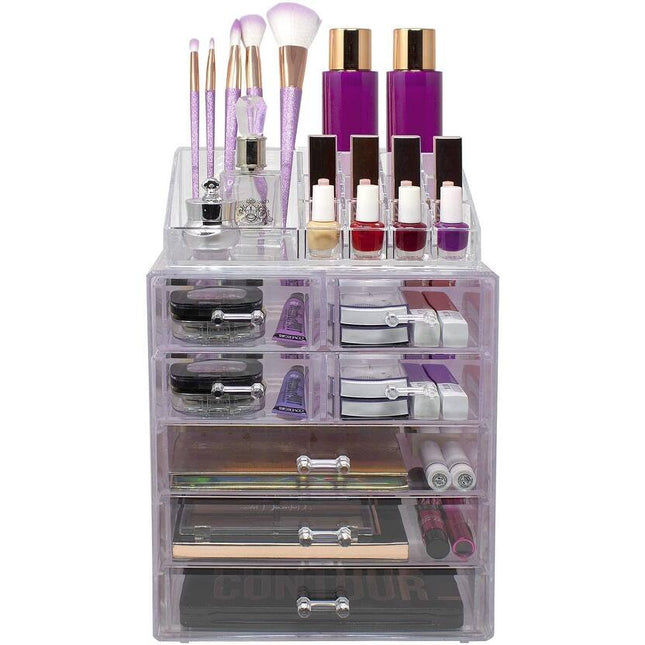 Acrylic Cosmetic and Jewelry Storage Case with 3 Large and 4 Small Drawers