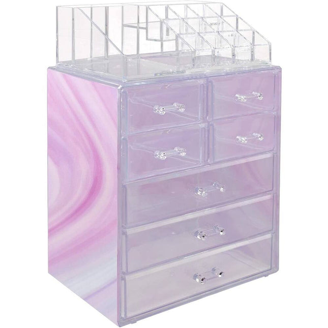 Acrylic Cosmetic and Jewelry Storage Case with 3 Large and 4 Small Drawers