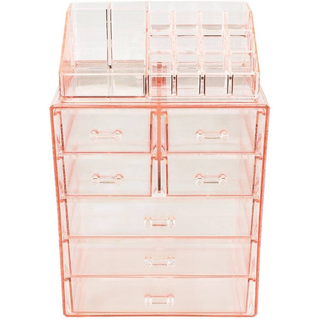 Acrylic Cosmetic Makeup and Jewelry Storage Case with 3 Large and 4 Small Drawers