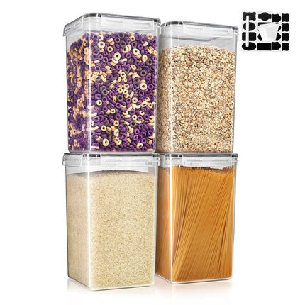 6.5L Airtight Storage Containers with Locking Lids, Labels, Measuring Spoons