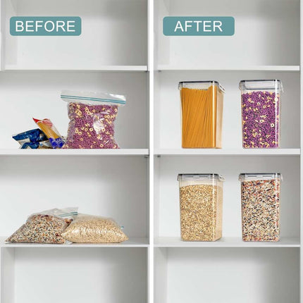 6.5L Airtight Storage Containers with Locking Lids, Labels, Measuring Spoons