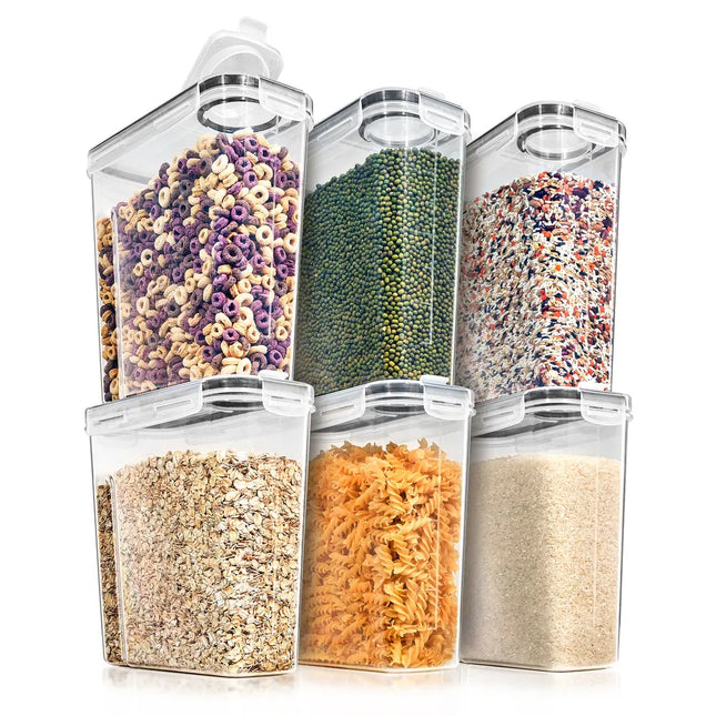6 Pack Airtight Food Storage Dispensers 4L 16.9 Cups Kitchen Organizer
