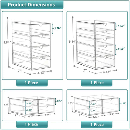 4-Pack Clear Stackable Storage Bins – 16 Drawer Multipurpose Organize
