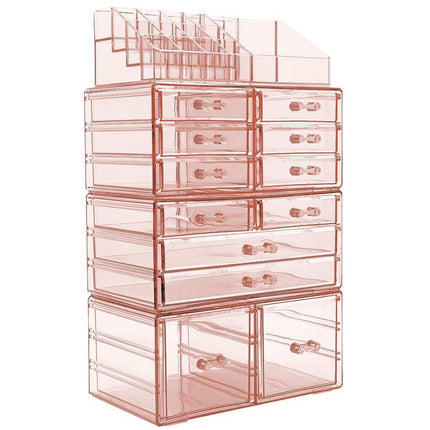 4-Piece Makeup & Jewelry Storage Case – Multi-Drawer & Slot Organizer