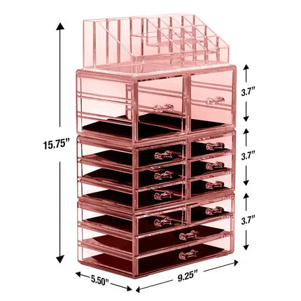 4-Piece Makeup & Jewelry Storage Case – Multi-Drawer & Slot Organizer