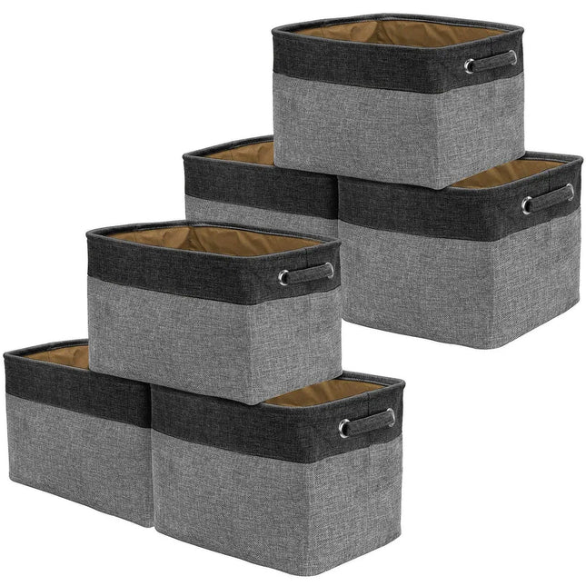 6 Pack 15 Inch Fabric Storage Baskets Collapsible Storage Bins with Handles Shelf