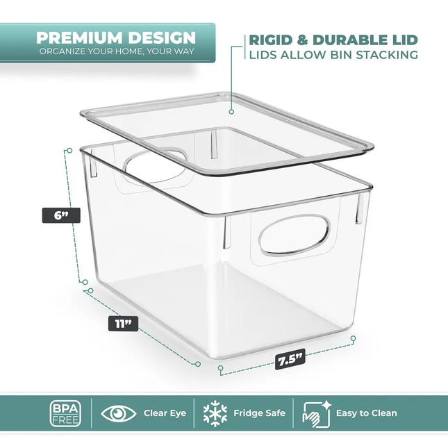 8 Pack Large Clear Storage Bins with Lids for Toys & Home Organization