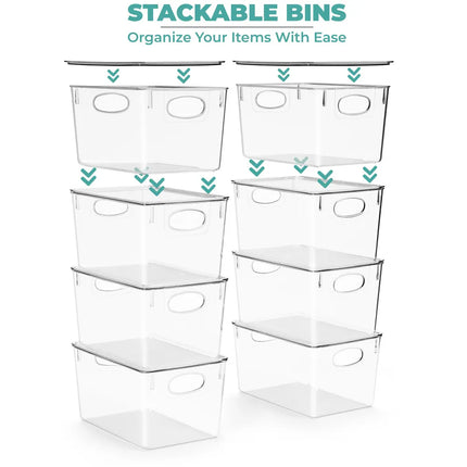 8 Pack Large Clear Storage Bins with Lids for Toys & Home Organization
