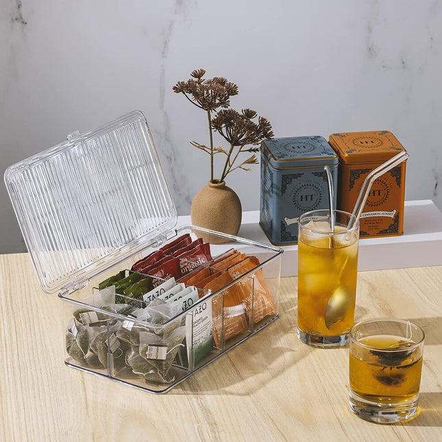 Organizer Bins with Lids and Removable Compartments Pantry Storage Set