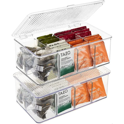 Organizer Bins with Lids and Removable Compartments Pantry Storage Set