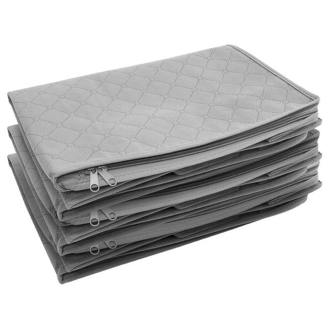 3-Pack Foldable Storage Bag Organizer – Gray, for Clothes & Blankets
