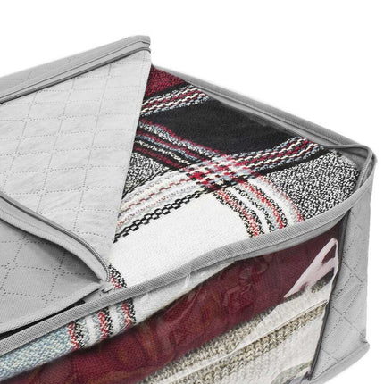 3-Pack Foldable Storage Bag Organizer – Gray, for Clothes & Blankets