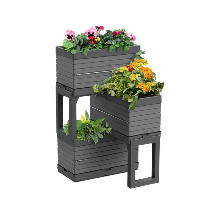 FlexSpace Modular Planter Garden Gray Expandable Outdoor Indoor Plant System