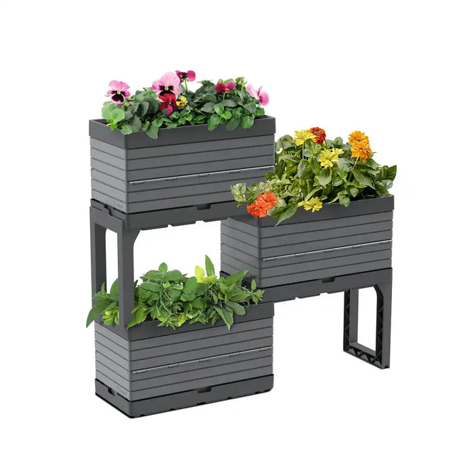 FlexSpace Modular Planter Garden Gray Expandable Outdoor Indoor Plant System