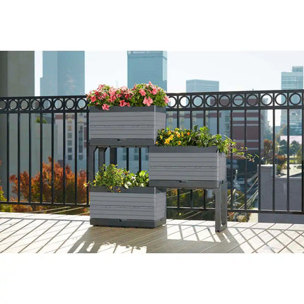 FlexSpace Modular Planter Garden Gray Expandable Outdoor Indoor Plant System
