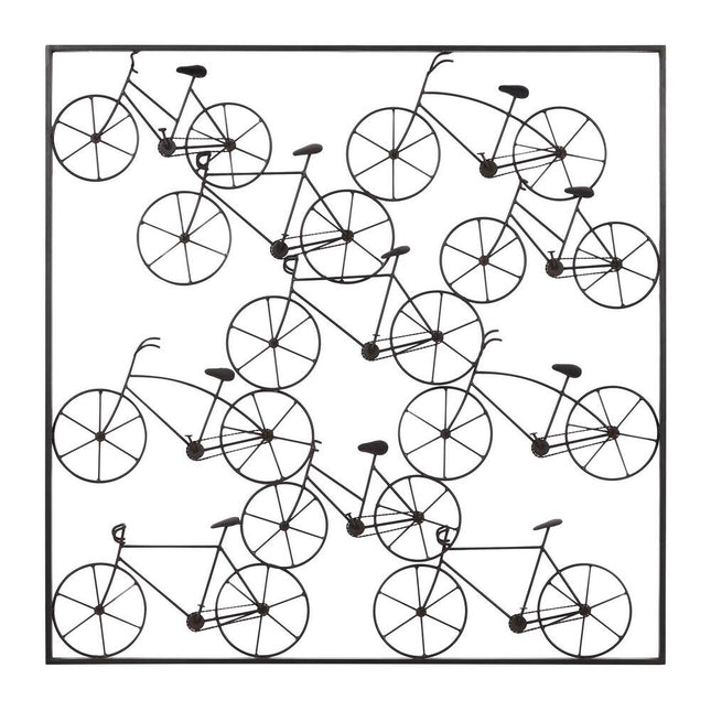 Black Frame Stacked Bike Metal Wall Art for Home Decor