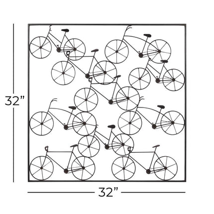 Black Frame Stacked Bike Metal Wall Art for Home Decor