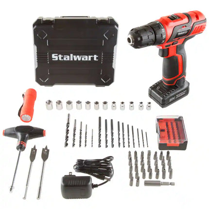 65-Pc Cordless Drill & Accessory Kit – Rechargeable Battery, Flashlight