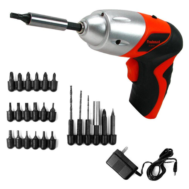 25 Piece Cordless Screwdriver Set LED Light Spindle Lock by Stalwart Red Tool