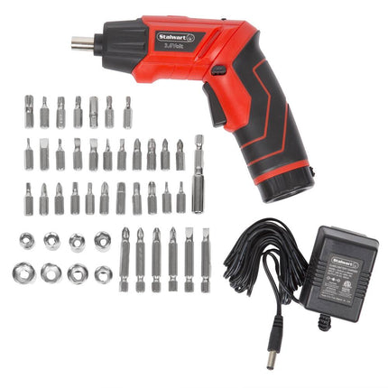 45 Piece Pivoting Cordless Screwdriver Set 3.6V Rechargeable Power Tool