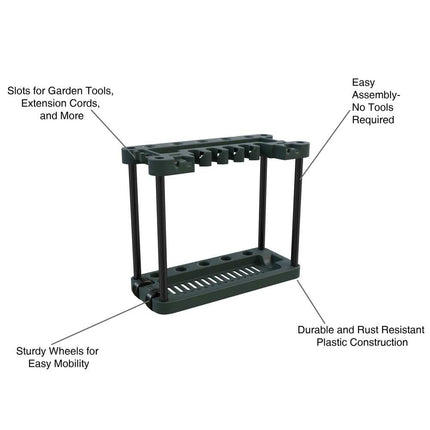 Portable Garden Tool Storage Rack – Rolling Organizer Holds 40 Tools