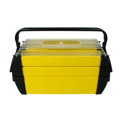 Yellow Portable Tool Box – Rugged Plastic, 3 Tiers & 5 Compartments