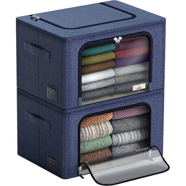 Foldable Stackable Storage Bins – Large Window & Carry Handle Organizer Set