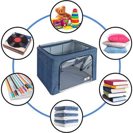 Foldable Stackable Storage Bins – Large Window & Carry Handle Organizer Set
