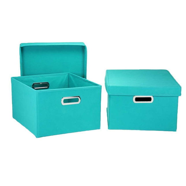 Durable Storage Boxes with Lids & Grommet Handles – 15x13x8 Inches