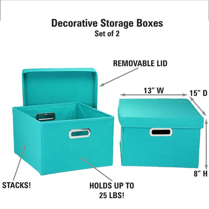 Durable Storage Boxes with Lids & Grommet Handles – 15x13x8 Inches