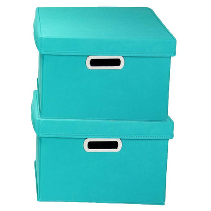 Durable Storage Boxes with Lids & Grommet Handles – 15x13x8 Inches