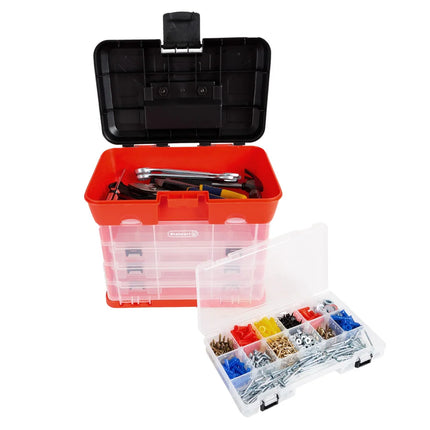Storage Toolbox Durable Organizer Utility Box with 4 Compartments