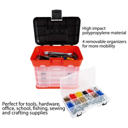 Storage Toolbox Durable Organizer Utility Box with 4 Compartments