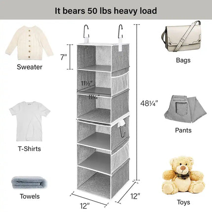 StorageWorks 6-Tier Detachable Hanging Closet Organizer – Space Saver Shelf
