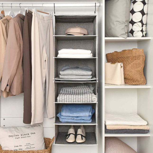 StorageWorks 6-Tier Detachable Hanging Closet Organizer – Space Saver Shelf