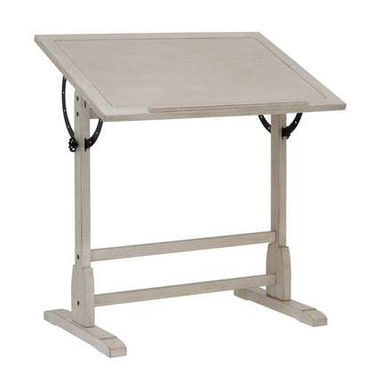Wood Drafting Table 36" with Adjustable Top, Vintage Whitewash Style