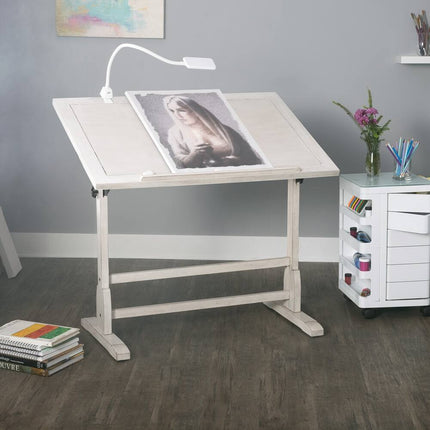 Wood Drawing Drafting Table 42-inch with Adjustable Angle Top
