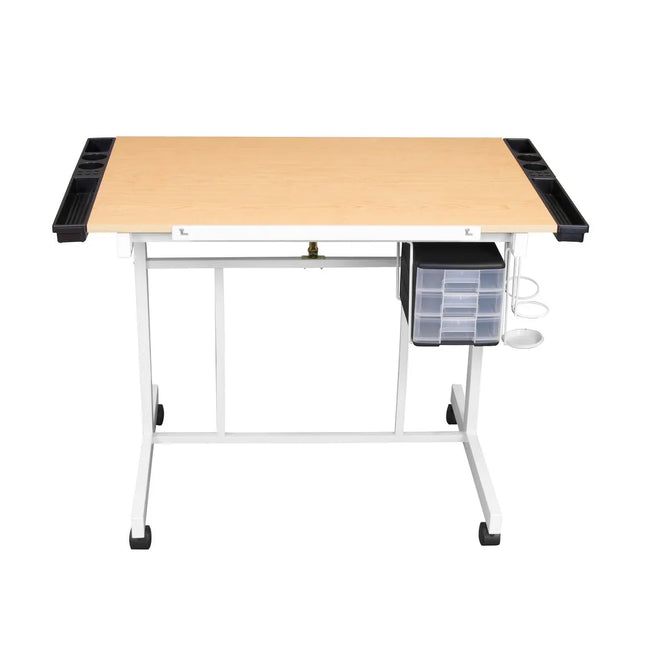 Deluxe Mobile Drawing and Craft Table with Storage White Maple Top