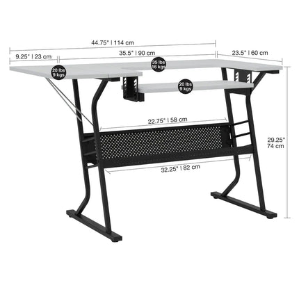 Sew Ready Eclipse Sewing Craft Table with Folding Top & Adjustable Shelf