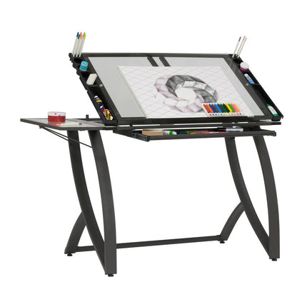 Studio Designs Futura Luxe Glass Craft Table with Built-In Storage