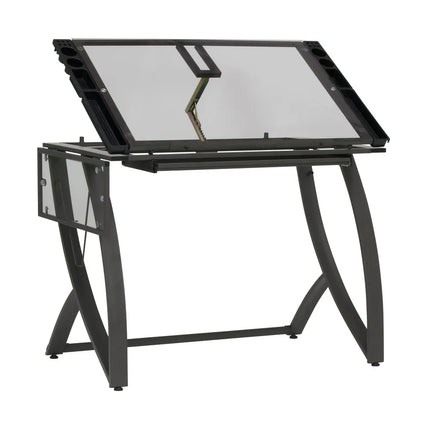 Studio Designs Futura Luxe Glass Craft Table with Built-In Storage