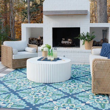 Indoor Outdoor Area Rug Martinque Medallion Pattern Weather Resistant